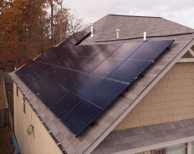 roof with solar panels in Atlanta, GA
