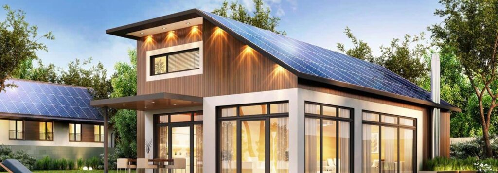 Solar panel installation on a modern residential home rooftop in Atlanta, GA 